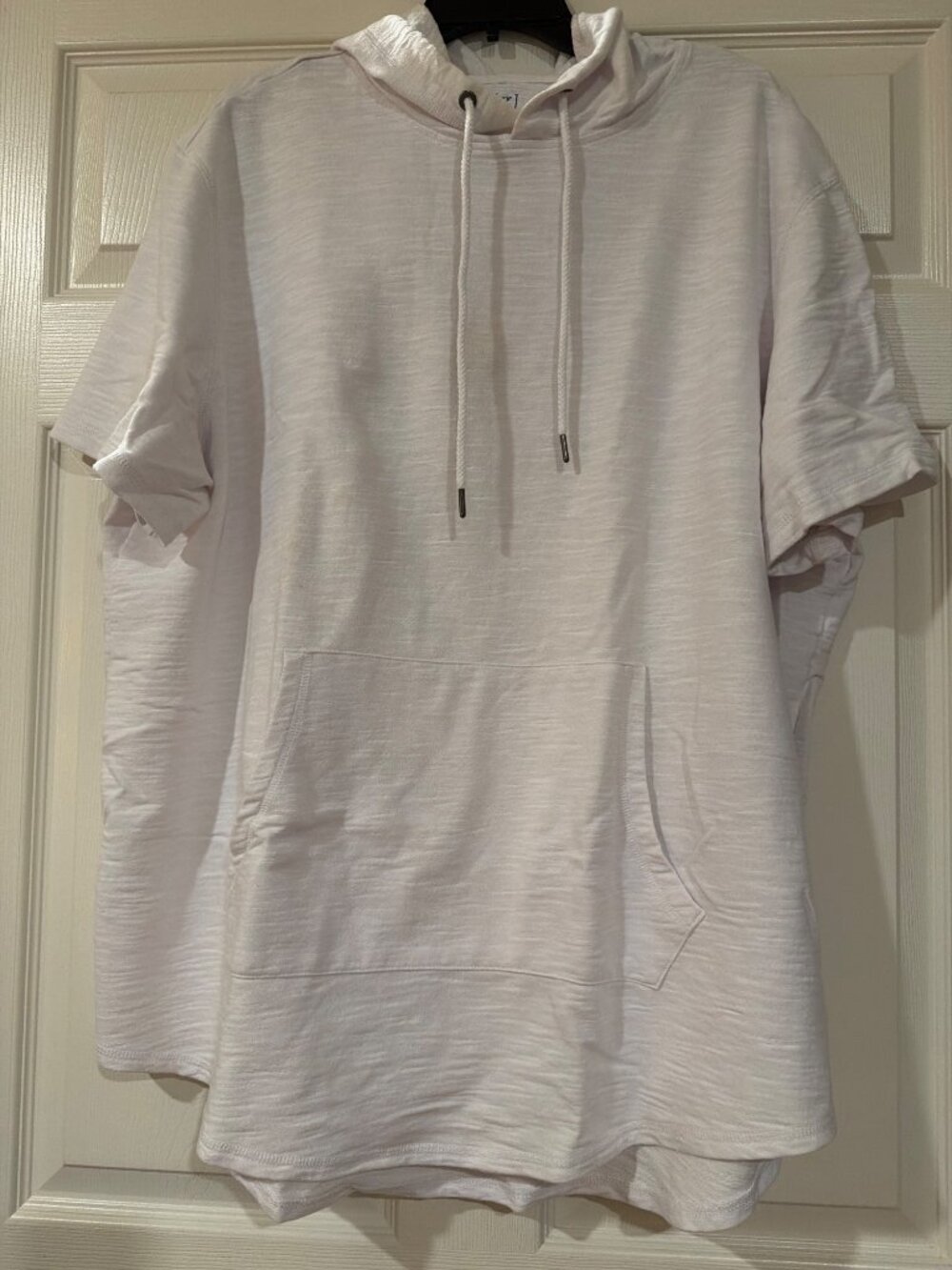George Mens White Hooded Short Sleeve Pullover Sweatshirt 2XL Cotton Blend